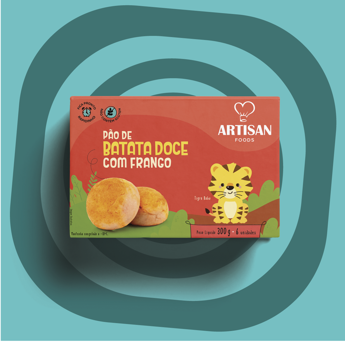 Pão de batata doce c/ frango - 300g | 6 Uni