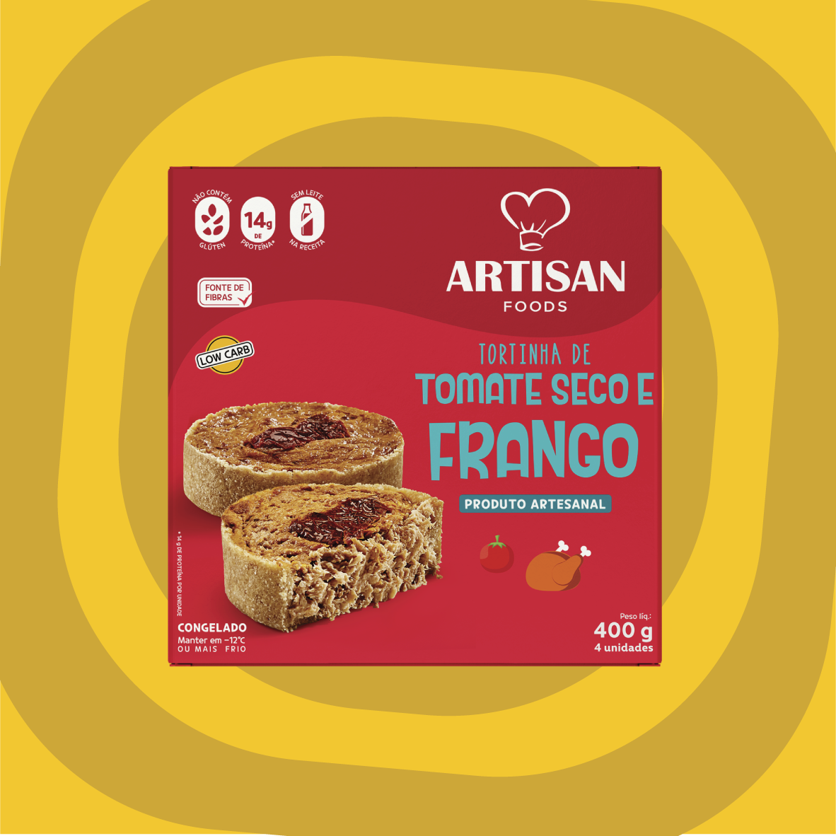 Tortinha de tomate seco c/ frango - 400g | 4 Uni