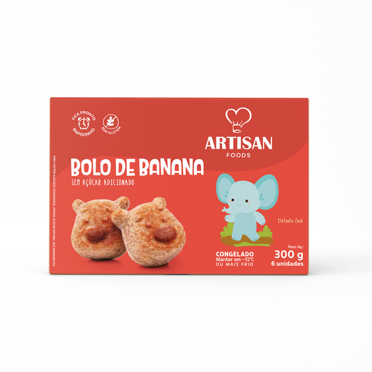 Bolo de Banana sem Açúcar e Adoçante - 300g | 6 Uni