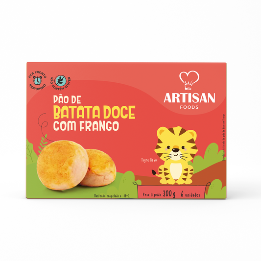 Pão de batata doce c/ frango - 300g | 6 Uni