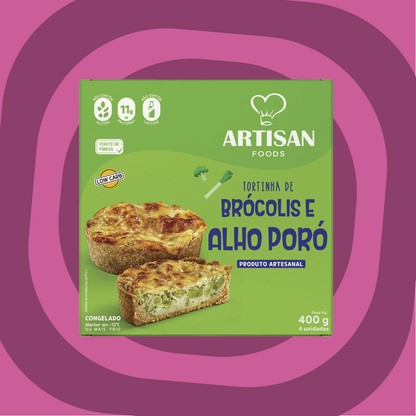 Tortinha de brócolis c/ alho poró - 400g | 4 Uni