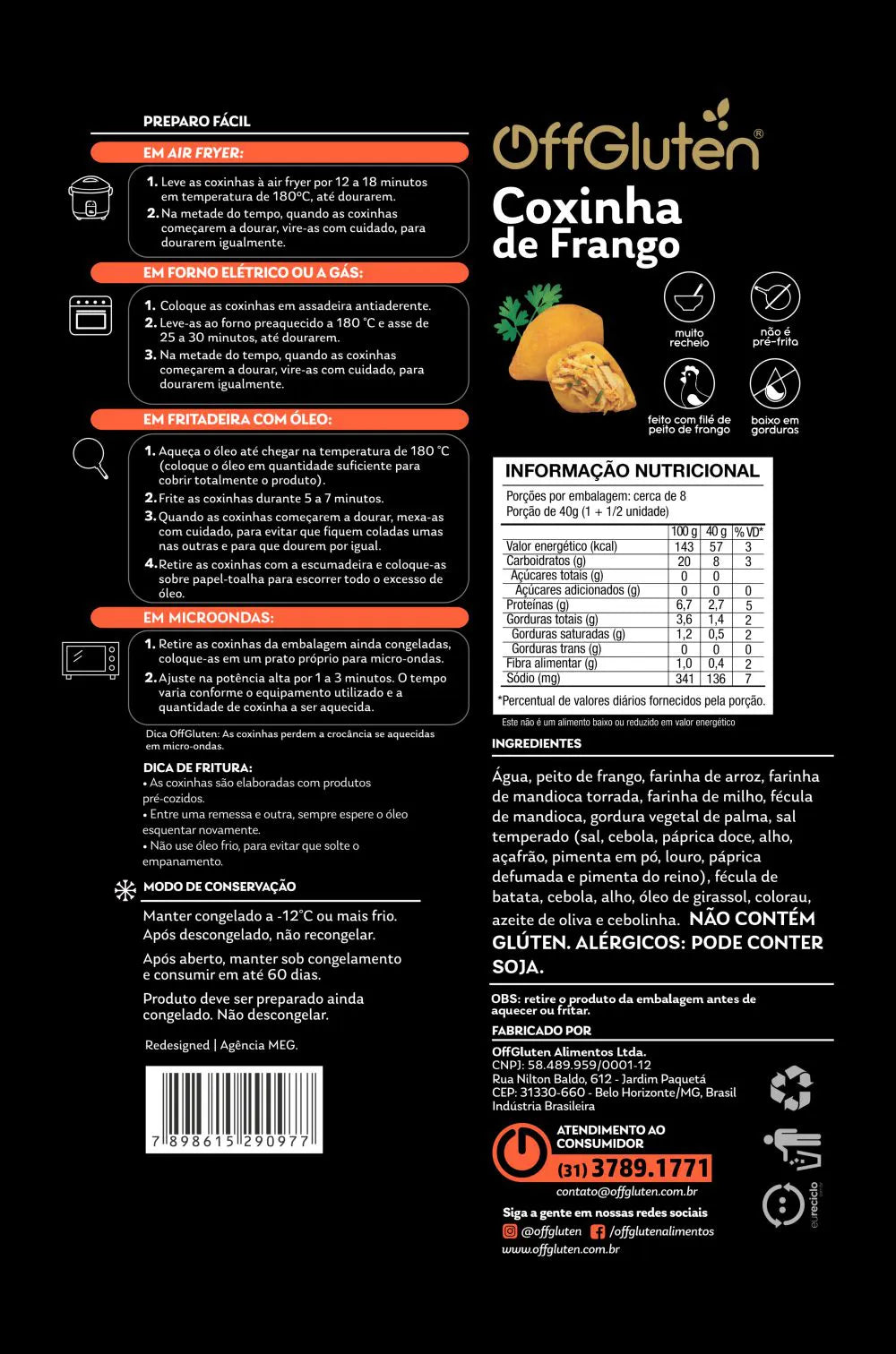 Coxinha de frango 330 g OffGluten